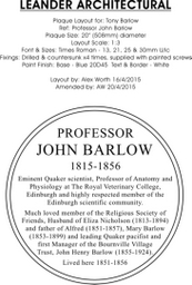 John Barlow Plaque