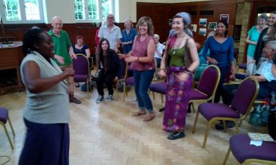 Phanice Maonga from Kenya (left) getting most of us dancing